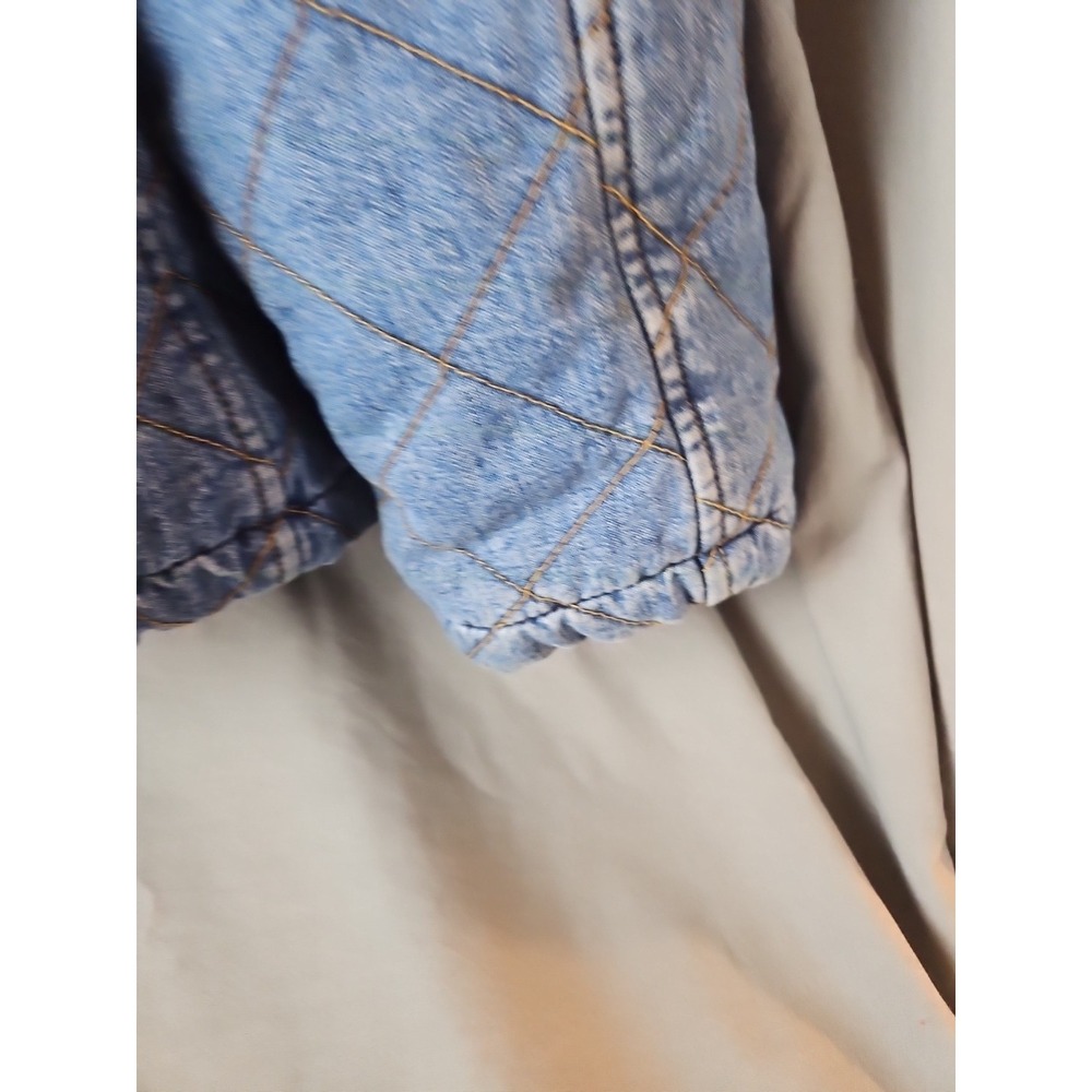Vintage Lauren Jeans Co Jacket Womens Large Quilted Denim Equestrian Barn Coat - Picture 3 of 11